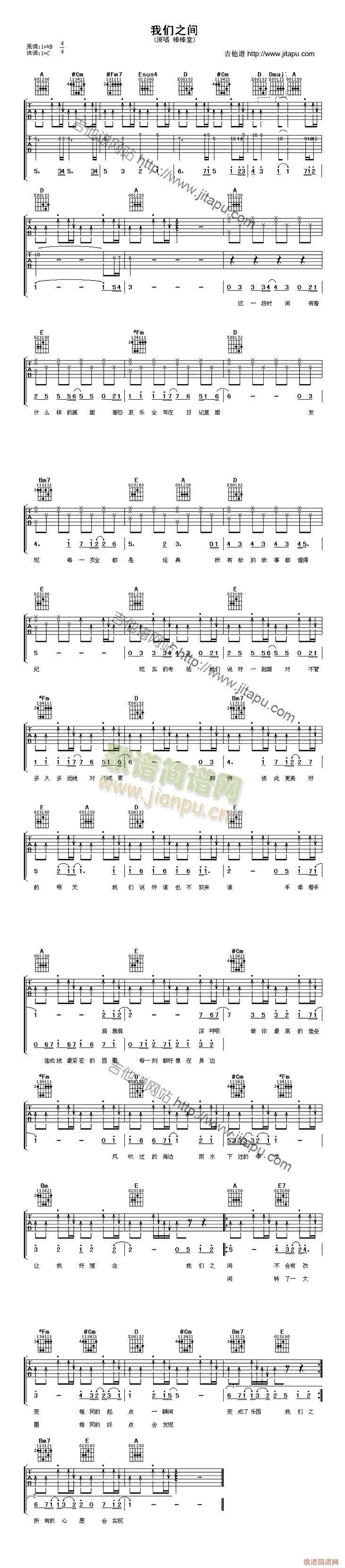 Tra di noi (partitura per chitarra) 1