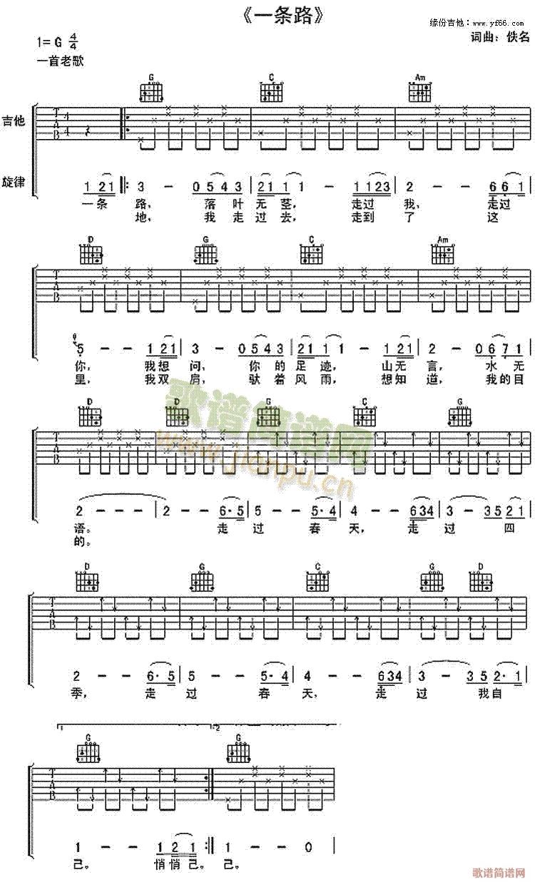 Eine Straße (Gitarrenpartitur) 1