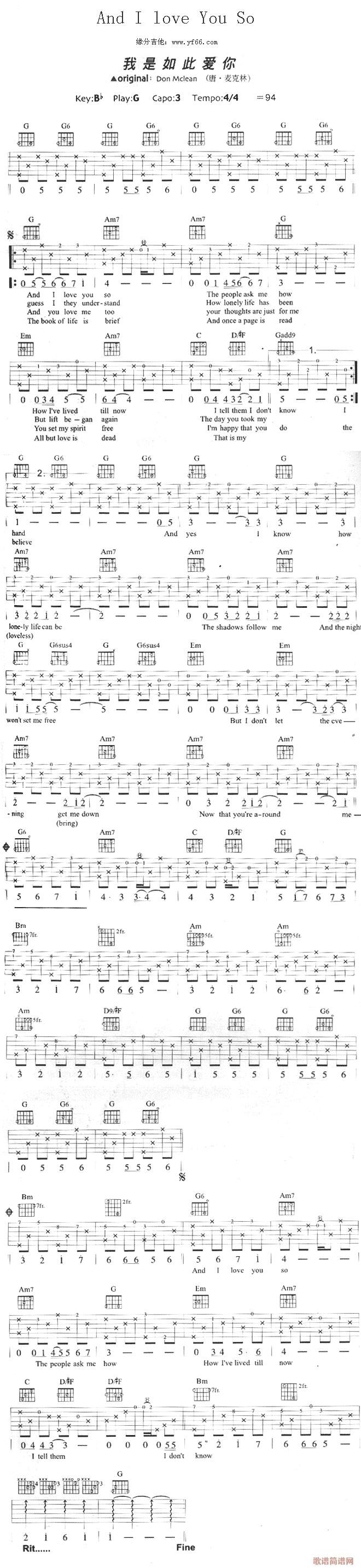 AndILoveYouSo(Guitar Score)1