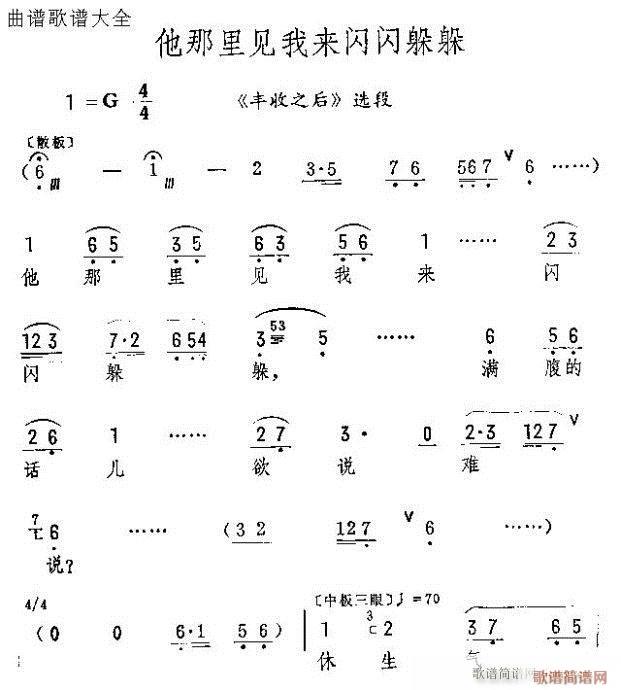 他那里见我来躲躲闪闪(京剧曲谱)1